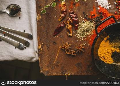 spices near pan