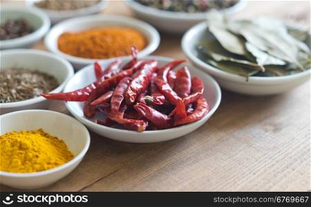 spices on a wooden table