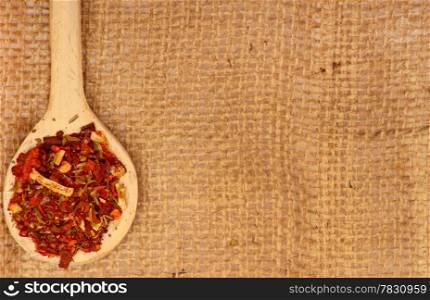 Spices on burlap