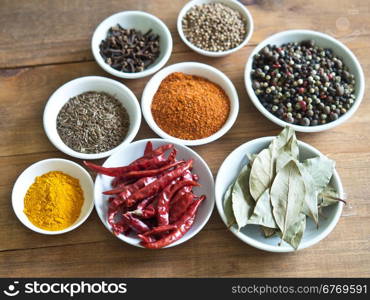 spices on wooden table