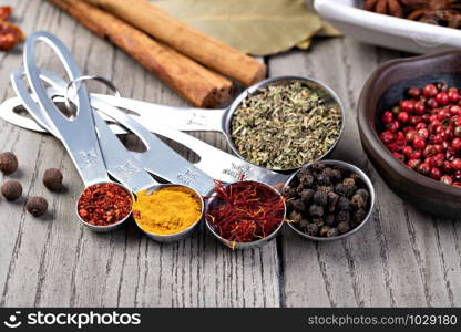 spices set isolated on a table. spices set