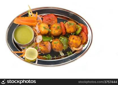 Spicey Paneer dish isloated on light background