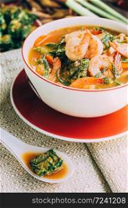 Spicy and Soup Curry with Shrimp and Vegetable Omelet.. Spicy and Soup Curry.