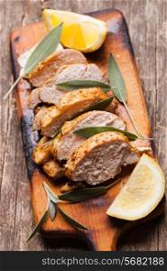 Spicy baked chicken breast with sage and lemon