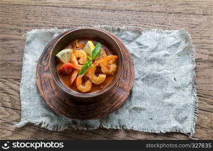 Spicy french soup with seafood