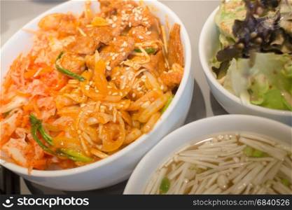 Spicy Korean Styled Pork With Rice, stock photo