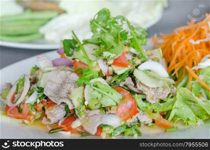 Spicy salad of roasted beef , Thai style cuisine