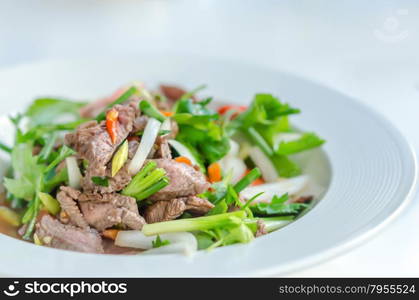 Spicy salad of roasted beef , Thai style cuisine