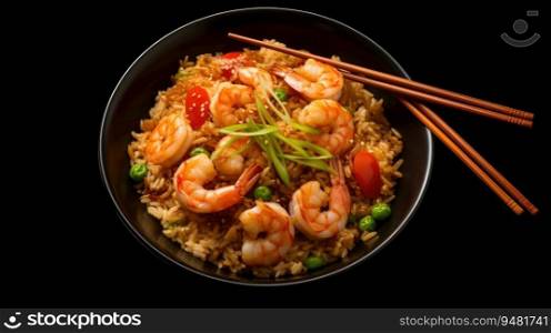 Spicy shrimp fried rice. Generative AI