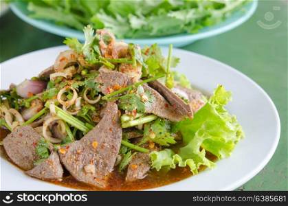 spicy sliced liver salad, is a Thai food