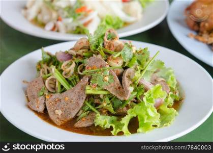 spicy sliced liver salad, is a Thai food