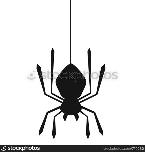 Spider hanging from web on white background, 3D rendering