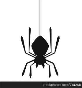 Spider hanging from web on white background, 3D rendering