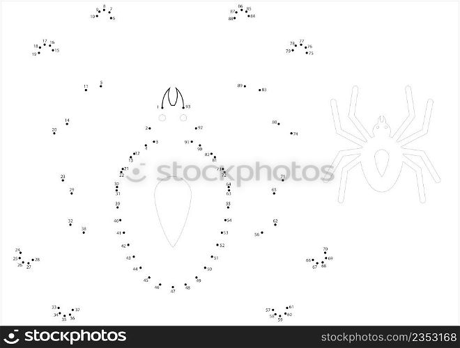 Spider Icon Dot To Dot, Eight Leg Arthropod Vector Art Illustration