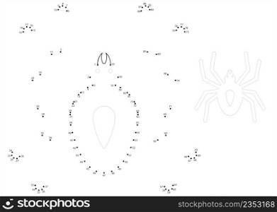 Spider Icon Dot To Dot, Eight Leg Arthropod Vector Art Illustration
