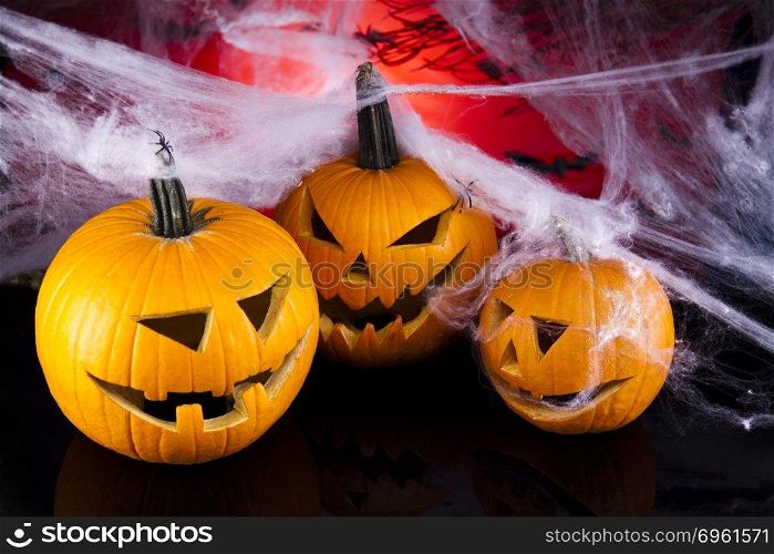 Spider net, Halloween pumpkin Jack