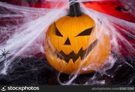 Spider net, Halloween pumpkin Jack