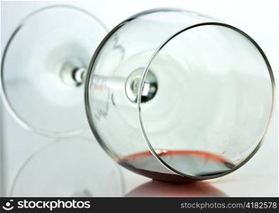 spilled wine glass , close up