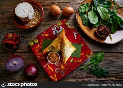 Spinach and cheese Briouat Moroccan recipe filo pastries parcels