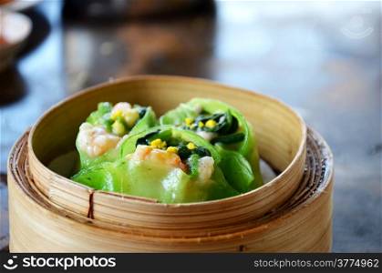 spinach dumpling with shrimp , Asian food