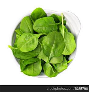 Spinach leaves close up isolated on white. Spinach leaves