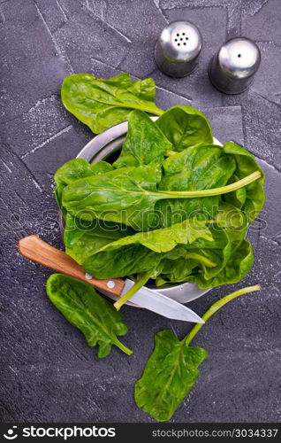 spinach. spinach leaves, fresh spinach on a table