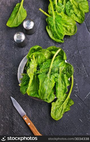 spinach. spinach leaves, fresh spinach on a table