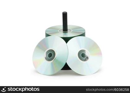 Spindle of cd disks isolated on white&#xA;