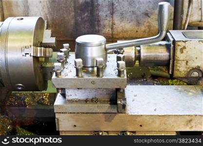 spindles of metalworking lathe machine in turnery