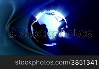 Spinning Earth with light rays,seamless loop