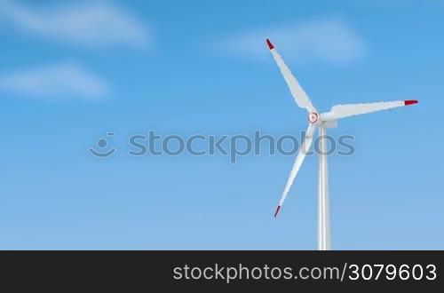Spinning wind turbine, generating electricity