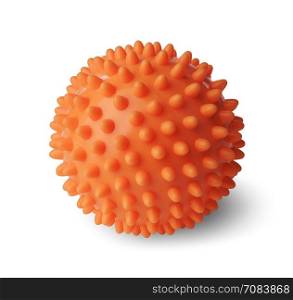 Spiny plastic orange massage ball isolated on white background