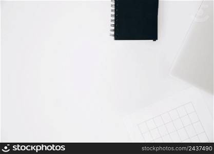 spiral notepad laptop page isolated white background