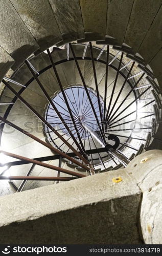 Spiral staircase inside of the Cathedral.