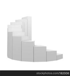 Spiral staircase isolated on white background in financial business concept. 3d abstract illustration.
