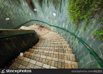 Spiral staircase of underground crossing at Fort Canning Park, Singapore