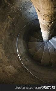 Spiral stone staircase.