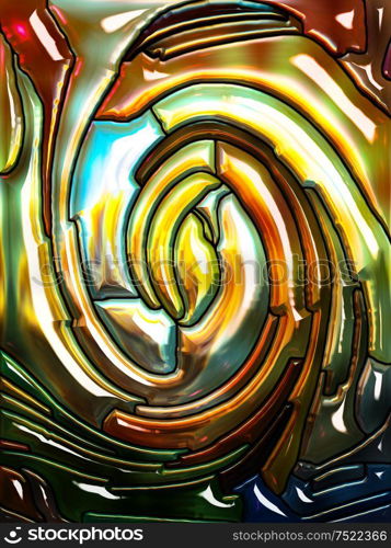 Spiral Twirl series. Composition of Stained glass swirl pattern of color fragments on the subject of colorful design, creativity, art and imagination