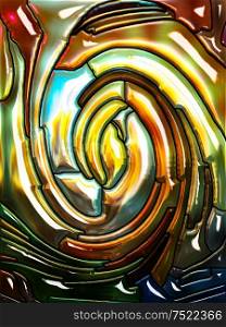 Spiral Twirl series. Composition of Stained glass swirl pattern of color fragments on the subject of colorful design, creativity, art and imagination