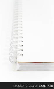 Spiral white notebook isolated on white background, stock photo