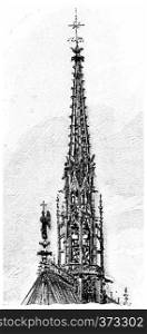 Spire of the Sainte-Chapelle, vintage engraved illustration. Paris - Auguste VITU ? 1890.