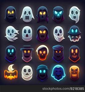 spirit ghost scary character ai generated. symbol boo, costume icon, fantasy fly spirit ghost scary character illustration. spirit ghost scary character ai generated