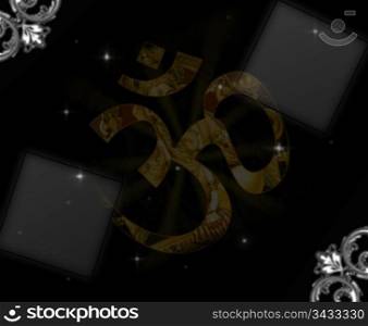 Spiritual Om Sign with Decorative Border Background