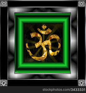 Spiritual Om Sign with Decorative Border Background