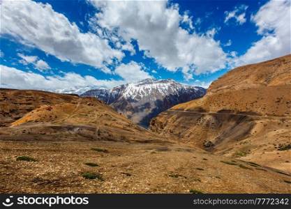 Spiti Valley in Himalayas mountains. Himachal Pradesh, India. Spiti Valley in Himalayas