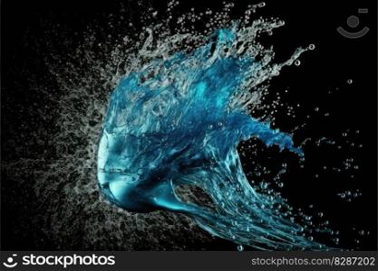 Splash blue water transparent isolated background. Concept of aqua fresh diverse movement in freedom. Finest generative AI.. Splash blue water transparent isolated background.