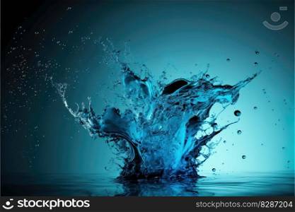 Splash blue water transparent isolated background. Concept of aqua fresh diverse movement in freedom. Finest generative AI.. Splash blue water transparent isolated background.