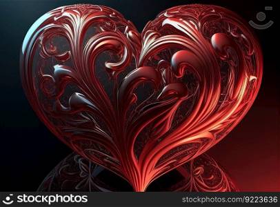 Splash heart love romance illustration. AI generative.