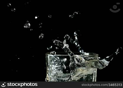splash in glass on dark background