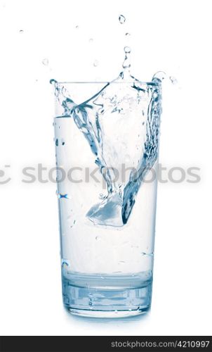 splash in water glass isolated on white